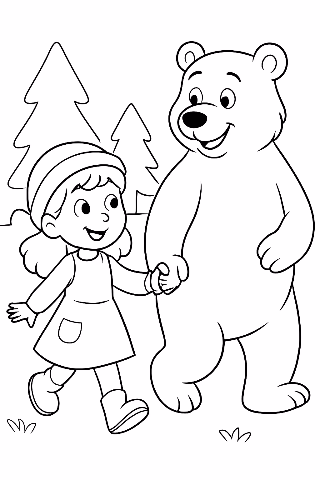 Marcha e urso para colorir — desenho para imprimir