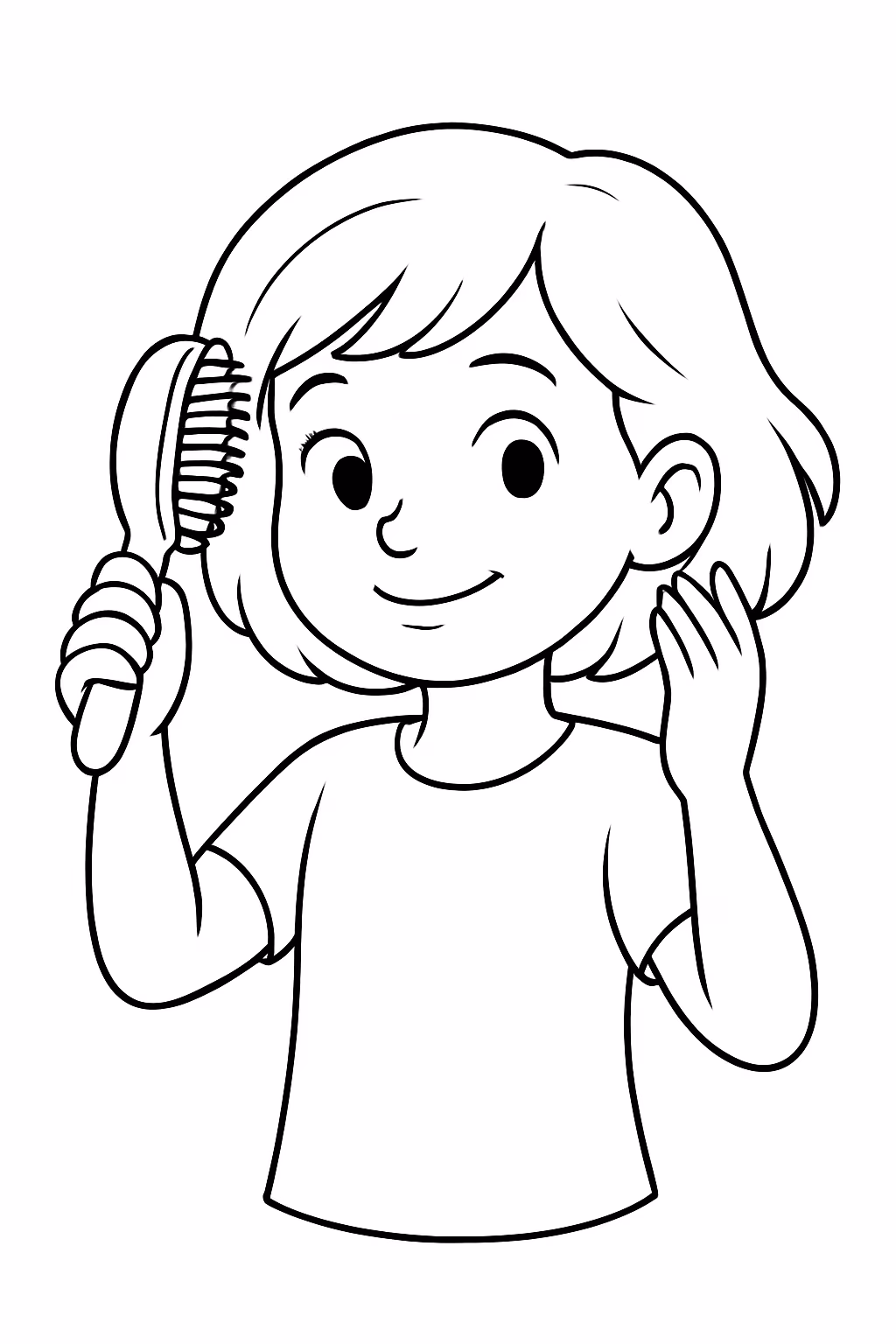 Mariah penteando o cabelo curto para colorir — desenho para imprimir