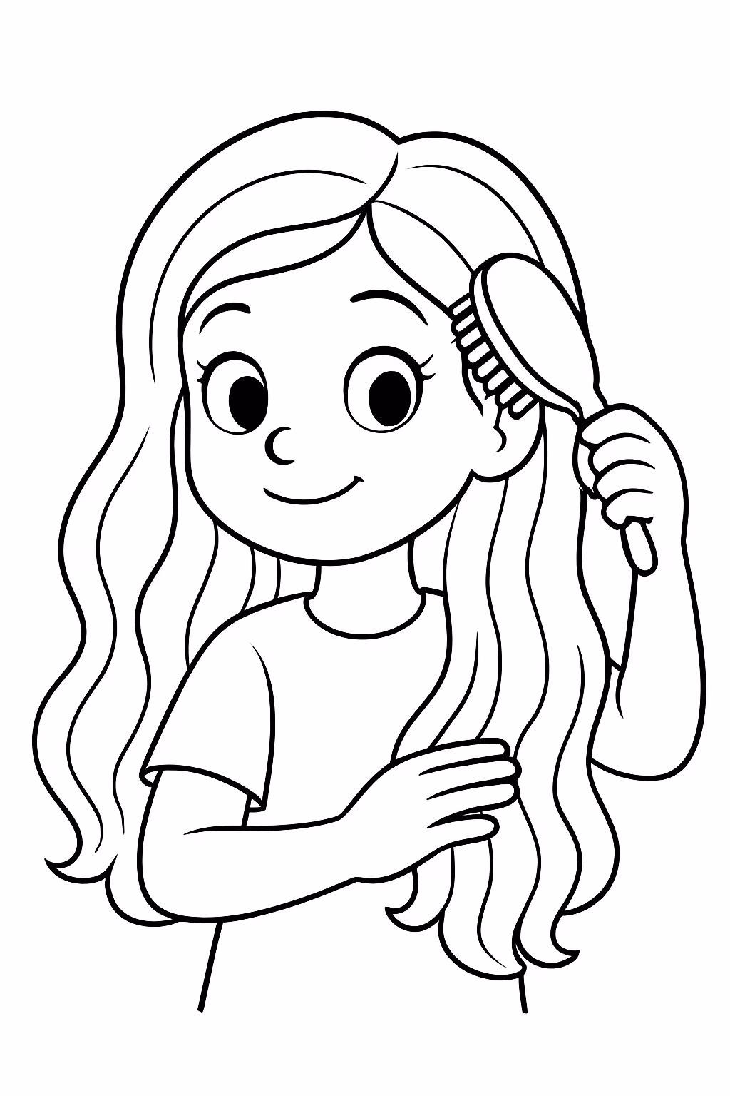 Mariah penteando o cabelo para colorir — desenho para imprimir