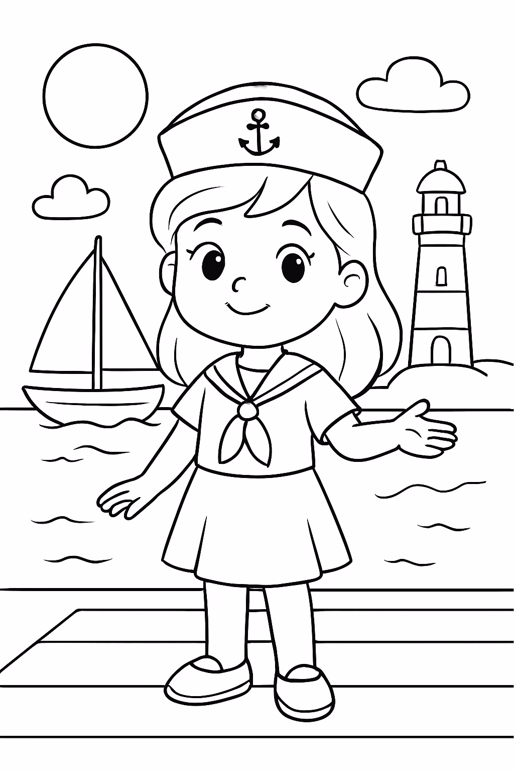 Marina para colorir — desenho para imprimir