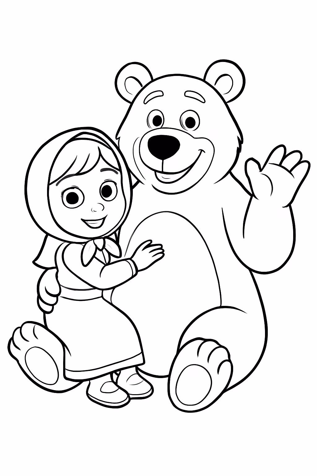Marsha e o urso para colorir — desenho para imprimir
