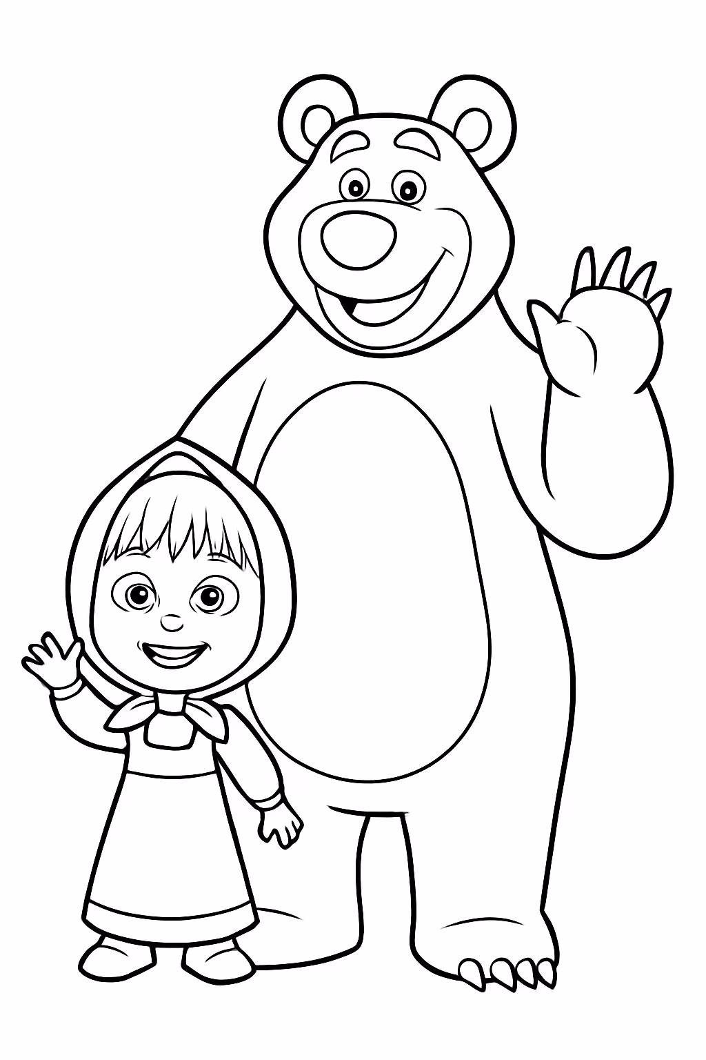 Masha e o urso para colorir — desenho para imprimir