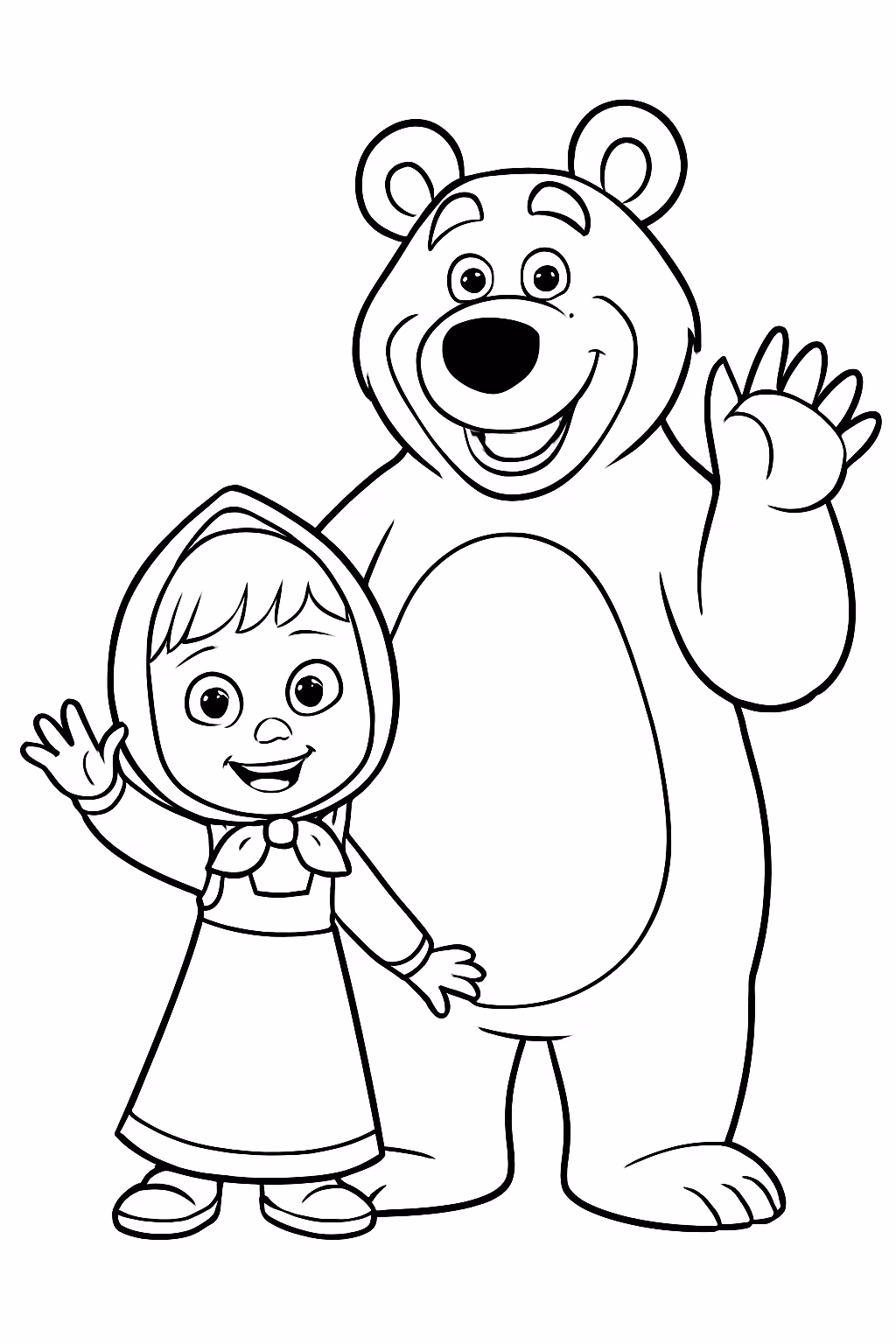 Masha e urso ola emma para colorir — desenho para imprimir