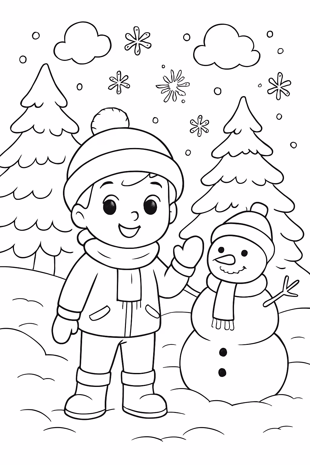 Me faca um sobre o inverno mais detalhado para colorir — desenho para imprimir