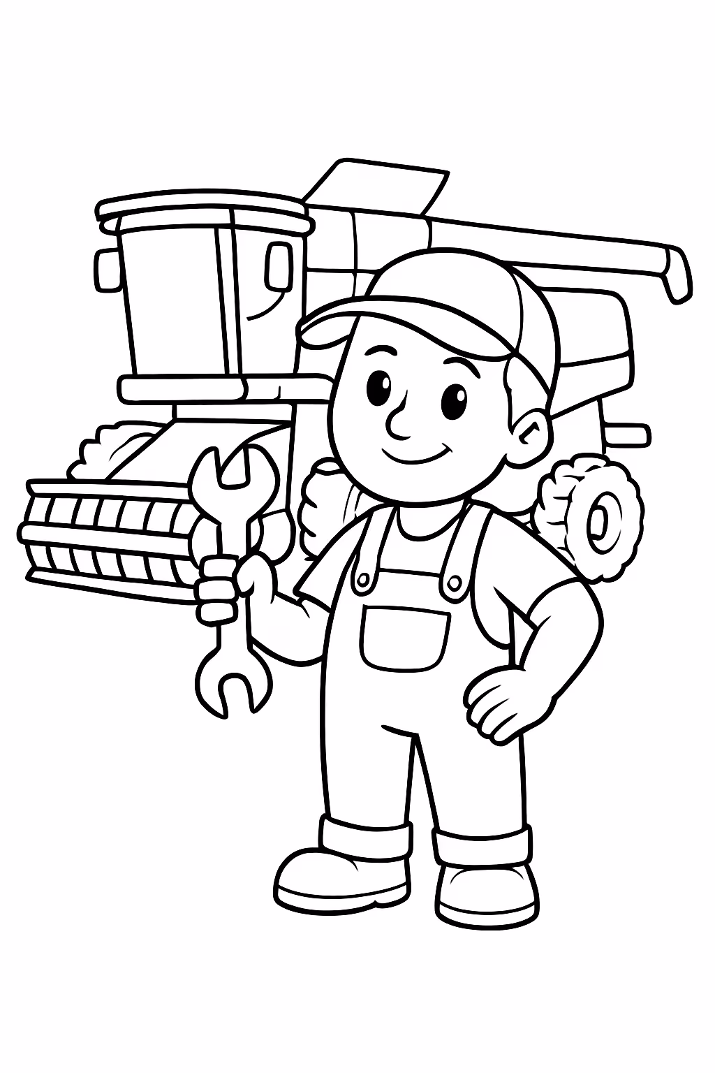 Mecanico de colheitadeira para colorir — desenho para imprimir
