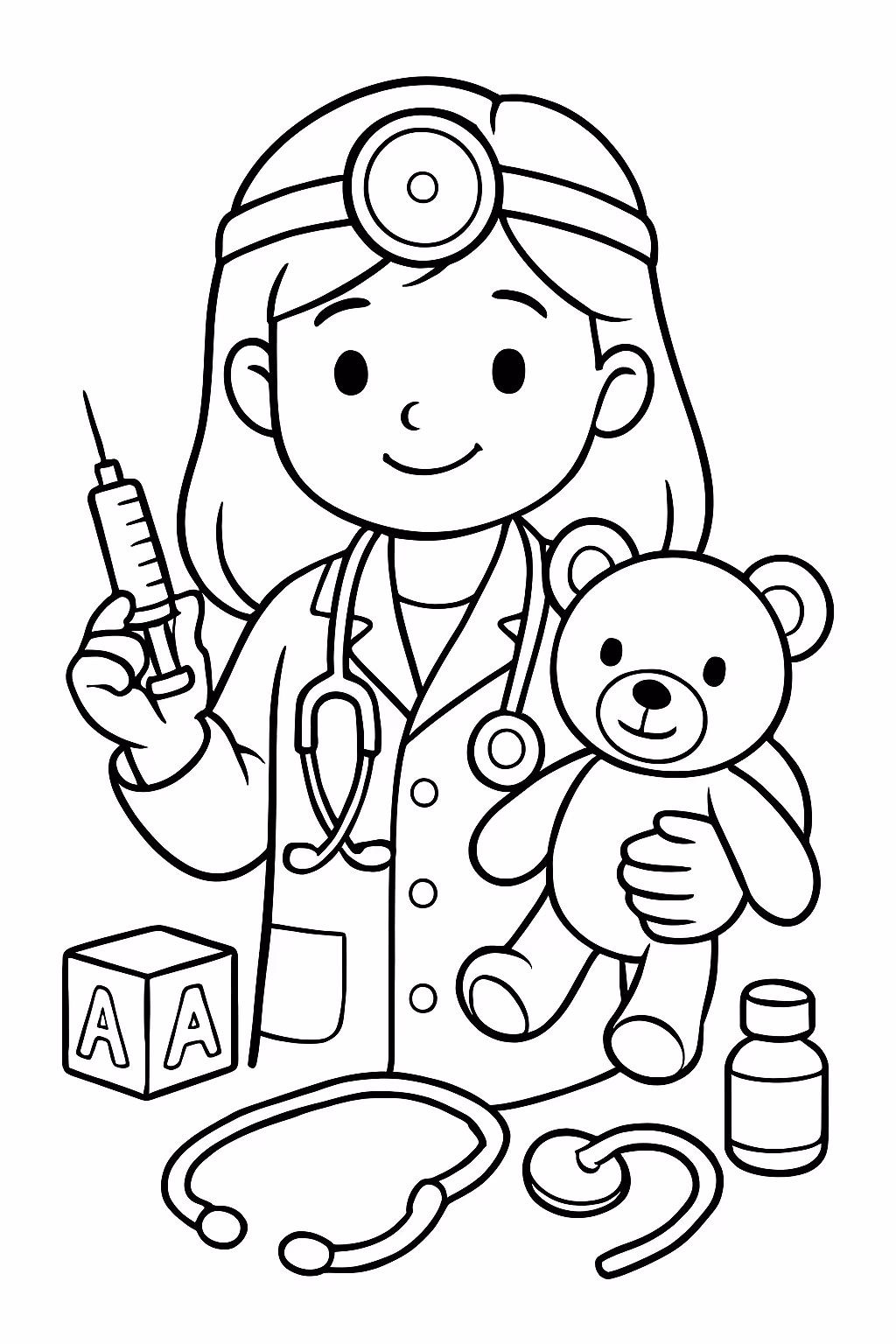 Medica de brinquedos para colorir — desenho para imprimir