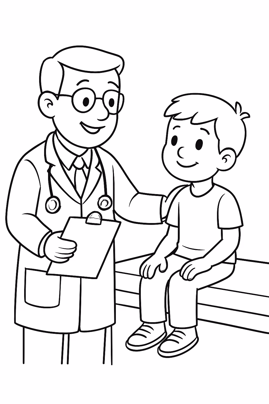 Medico e paciente para colorir — desenho para imprimir