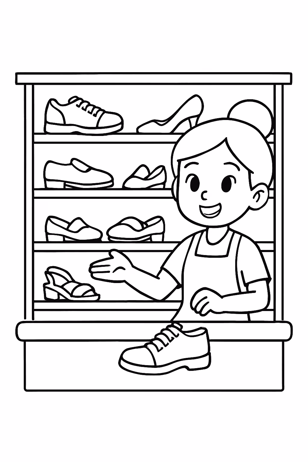 Memima na loja com o nome real calcados para colorir — desenho para imprimir