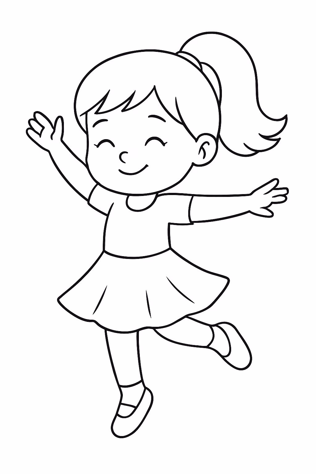 Menina a dancar para colorir — desenho para imprimir