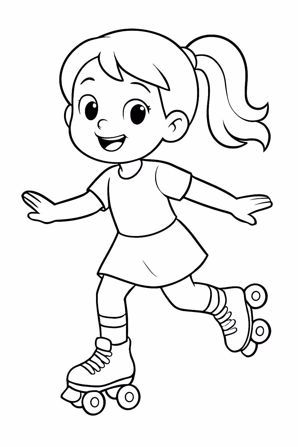 Menina andando de patins para colorir — desenho para imprimir