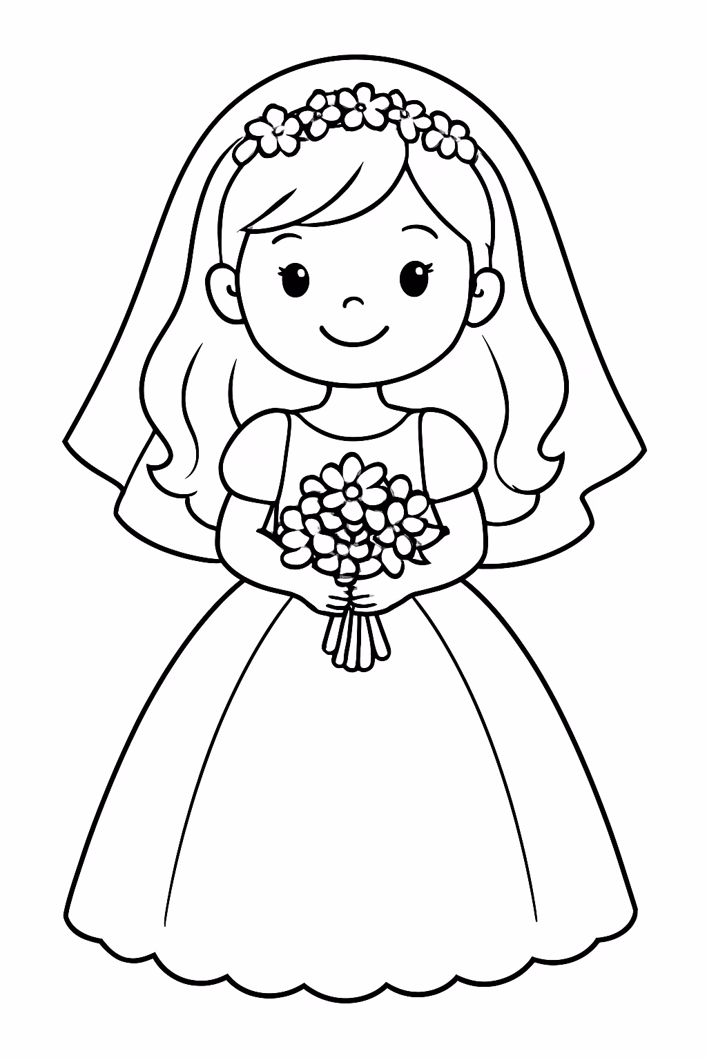 Menina casando para colorir — desenho para imprimir