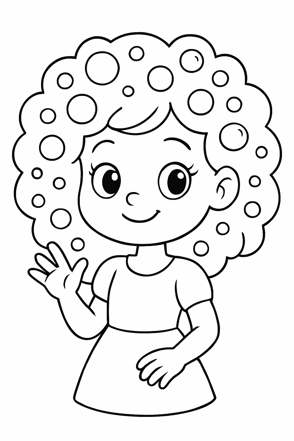 Menina com bubbles no cabelo para colorir — desenho para imprimir
