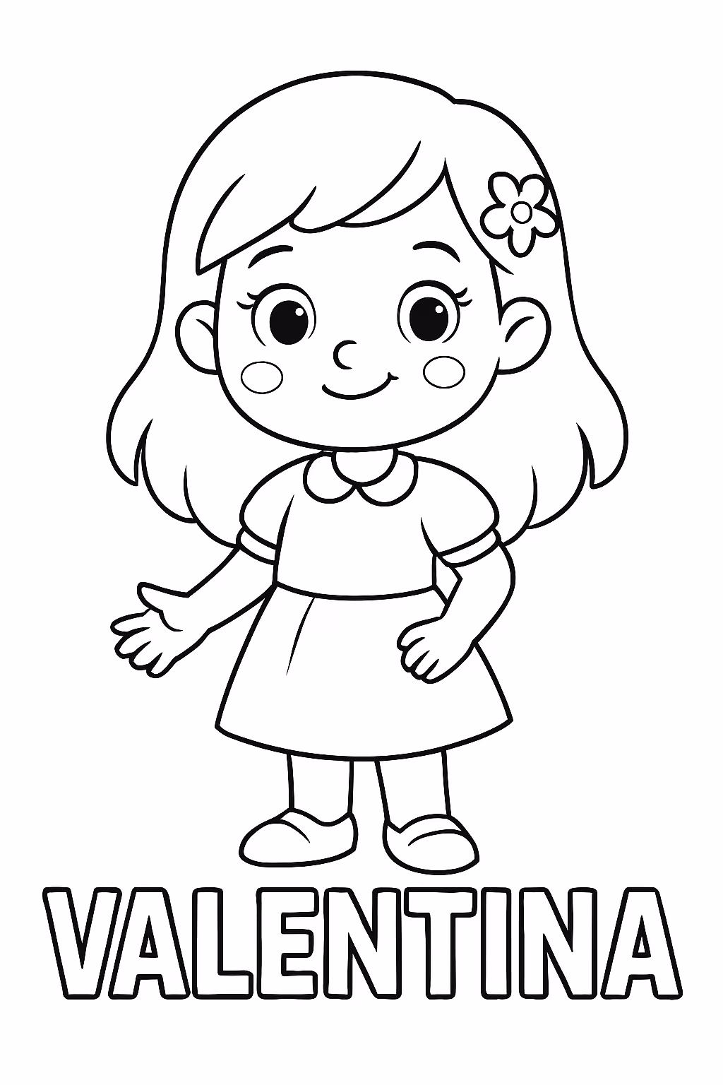 Menina com nome valentina para colorir — desenho para imprimir
