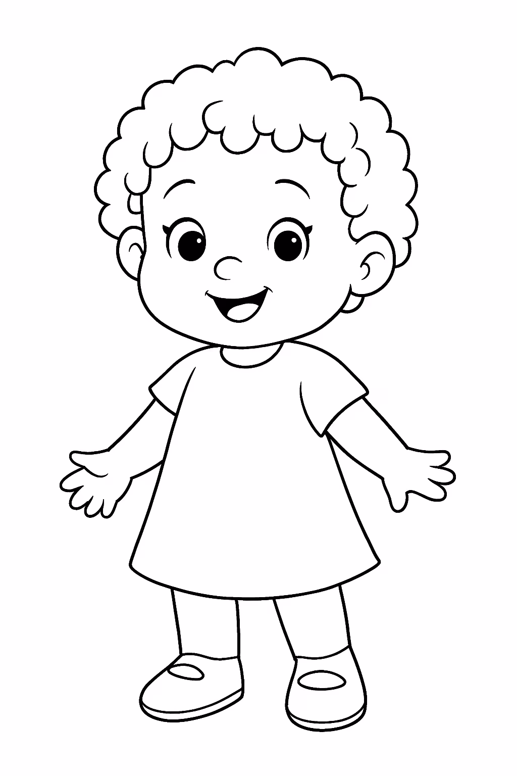 Menina com o cabelo pequeno e cacheado isadora ano para colorir — desenho para imprimir