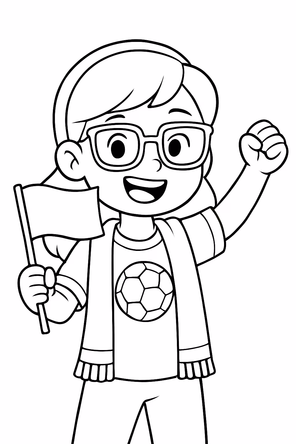 Menina com oculos na copa do mundo para colorir — desenho para imprimir
