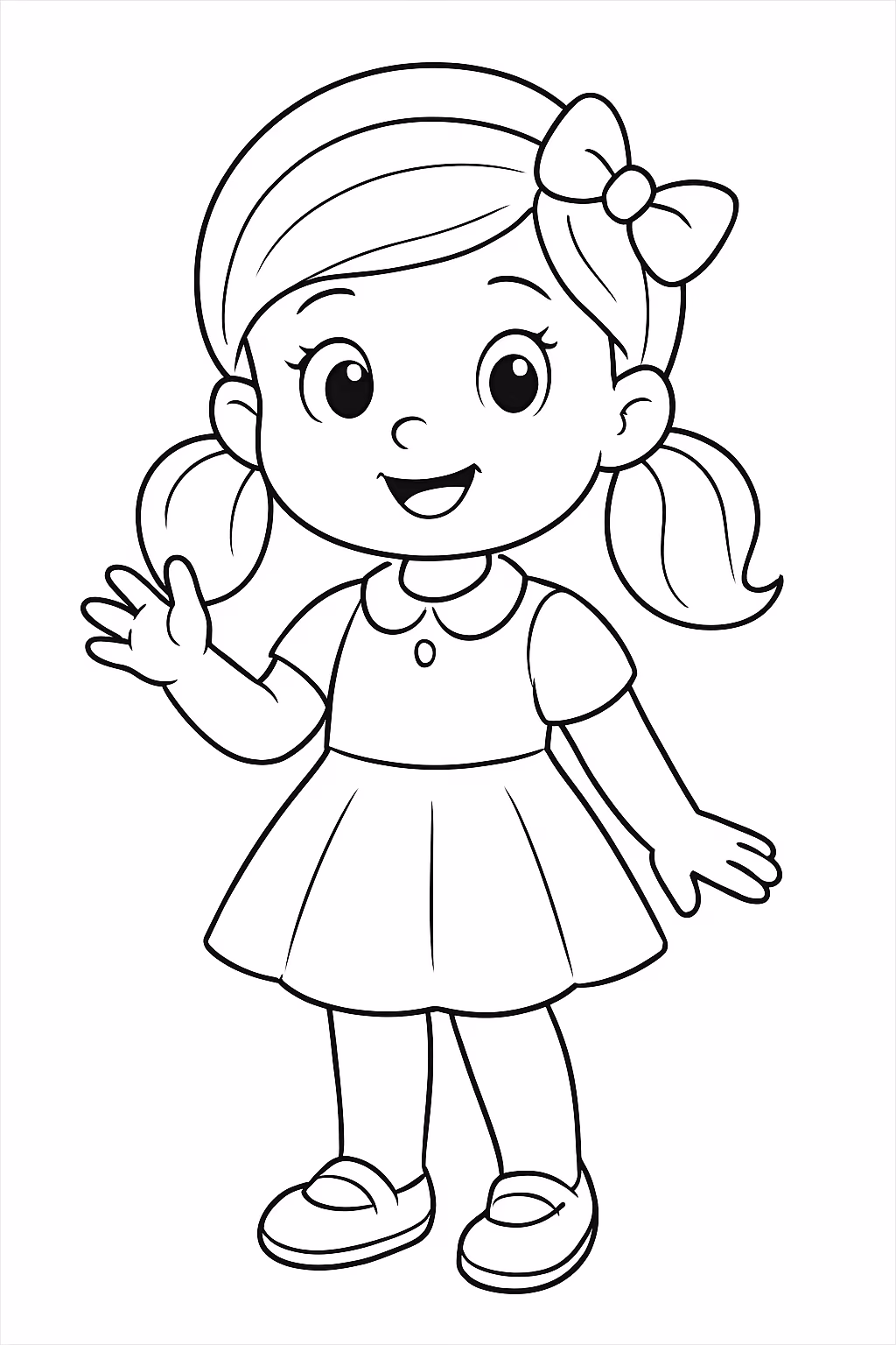 Menina com roupinhas destacar para colorir — desenho para imprimir