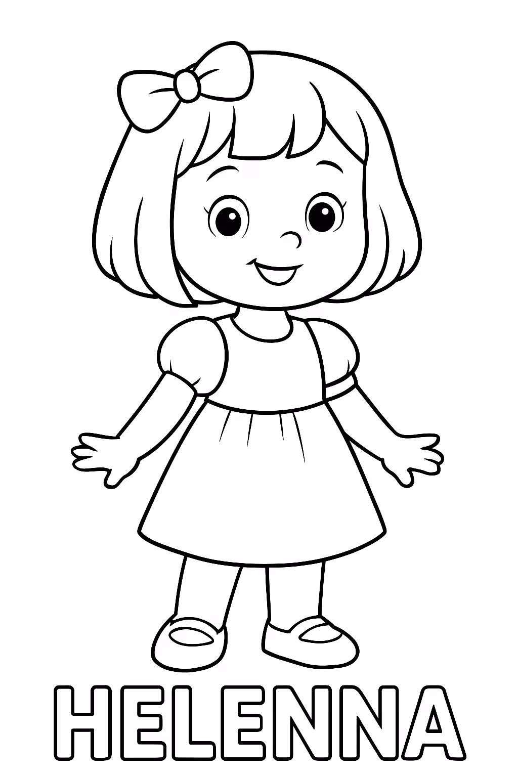 Menina de cabelo curto ate os ombros anos e com para colorir — desenho para imprimir