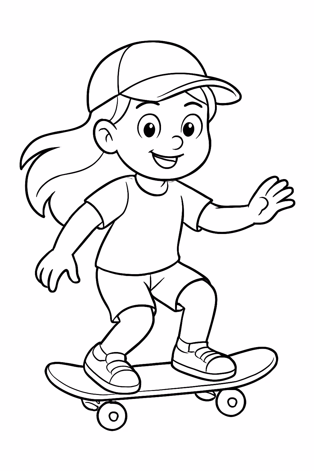 Menina de skate para colorir — desenho para imprimir