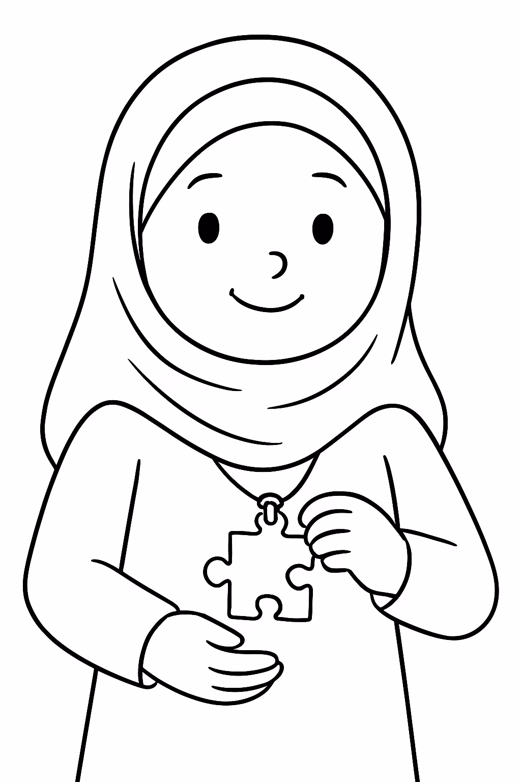 Menina de toca e colar autismo para colorir — desenho para imprimir
