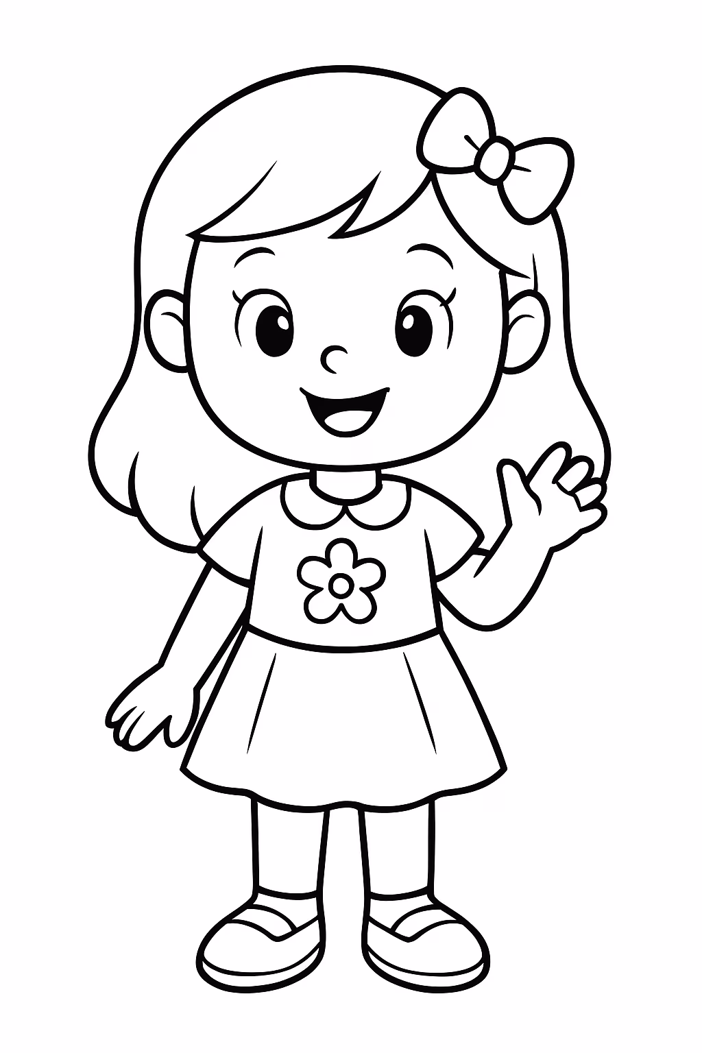 Menina fofa para colorir — desenho para imprimir