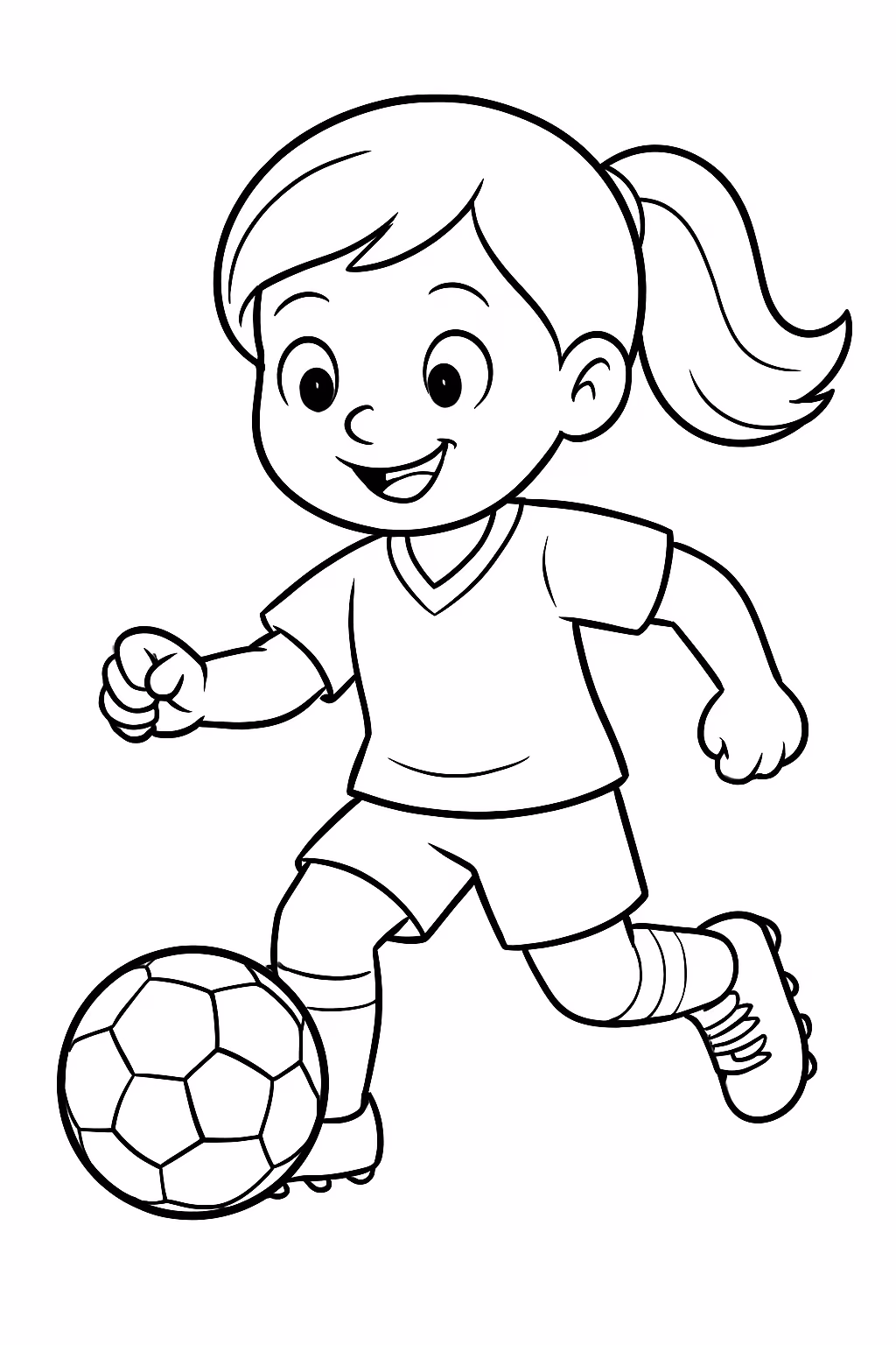 Menina jogadora de futebol para colorir — desenho para imprimir