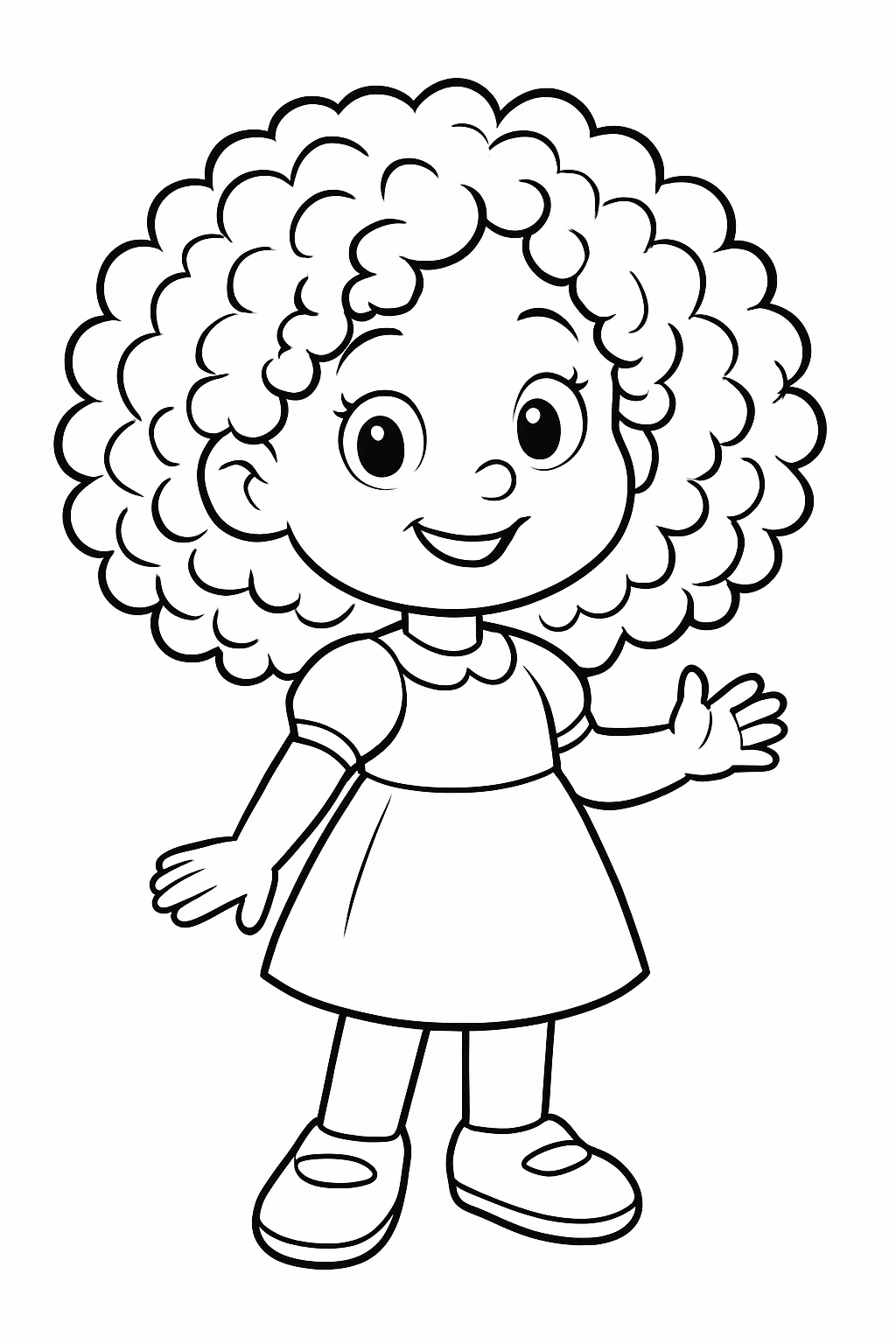 Menina malu do cabelo cacheado para colorir — desenho para imprimir