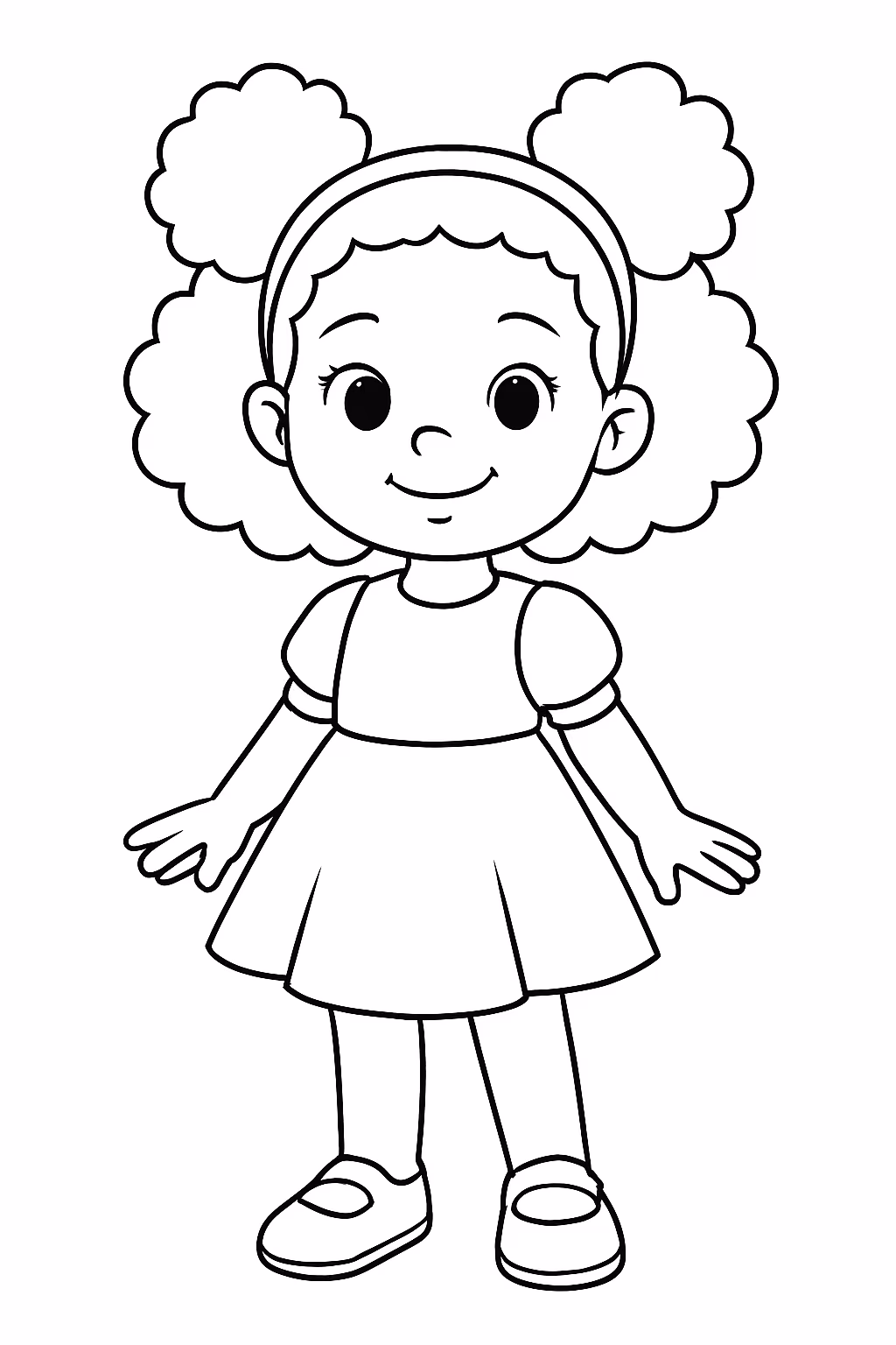 Menina negra com pompons para colorir — desenho para imprimir