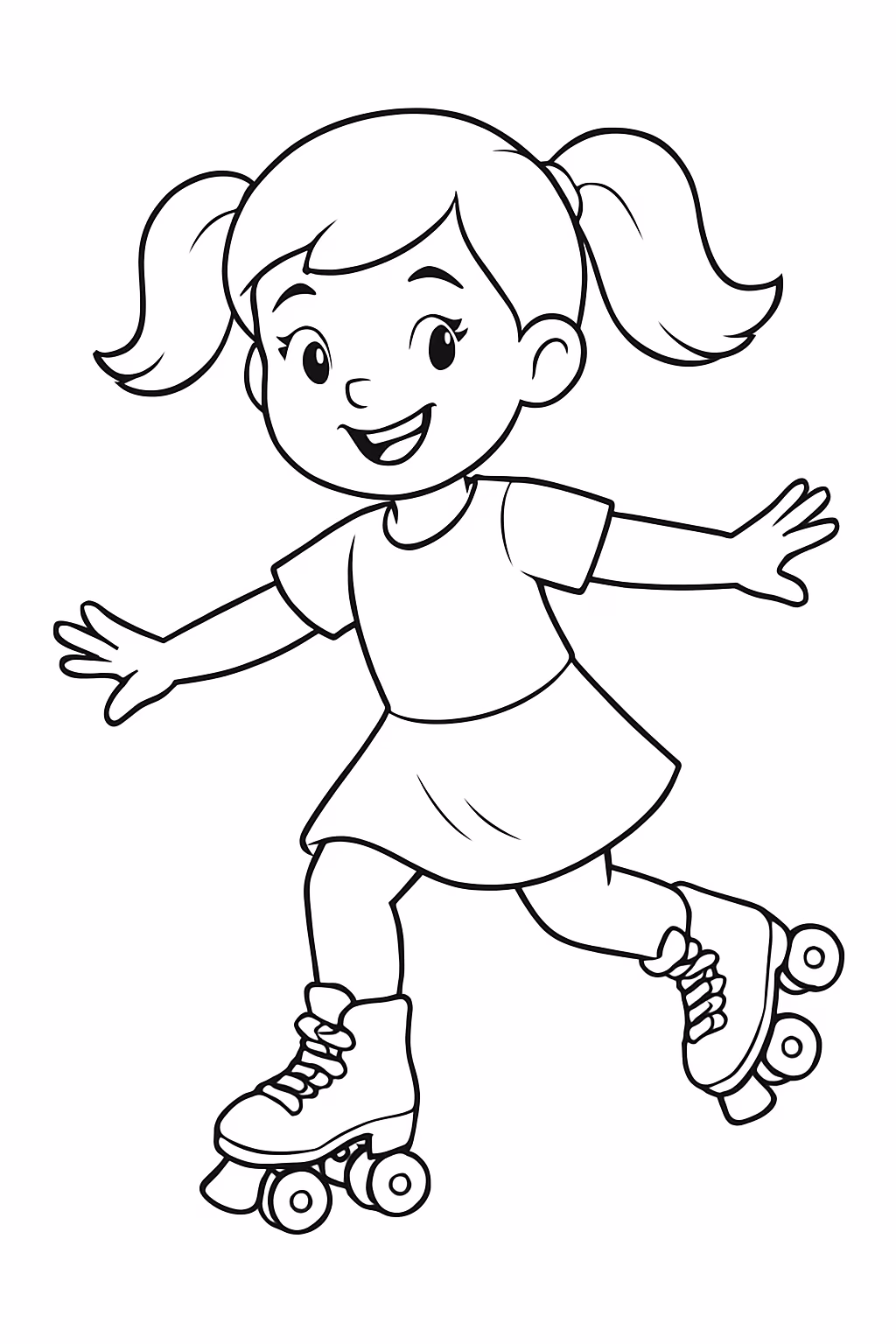 Menina patinando para colorir — desenho para imprimir