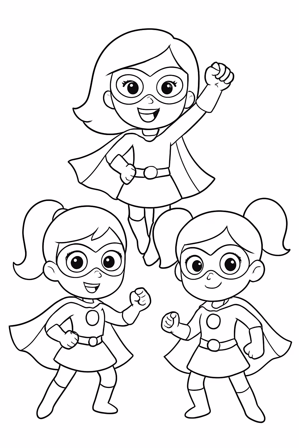 Meninas super poderosas para colorir — desenho para imprimir