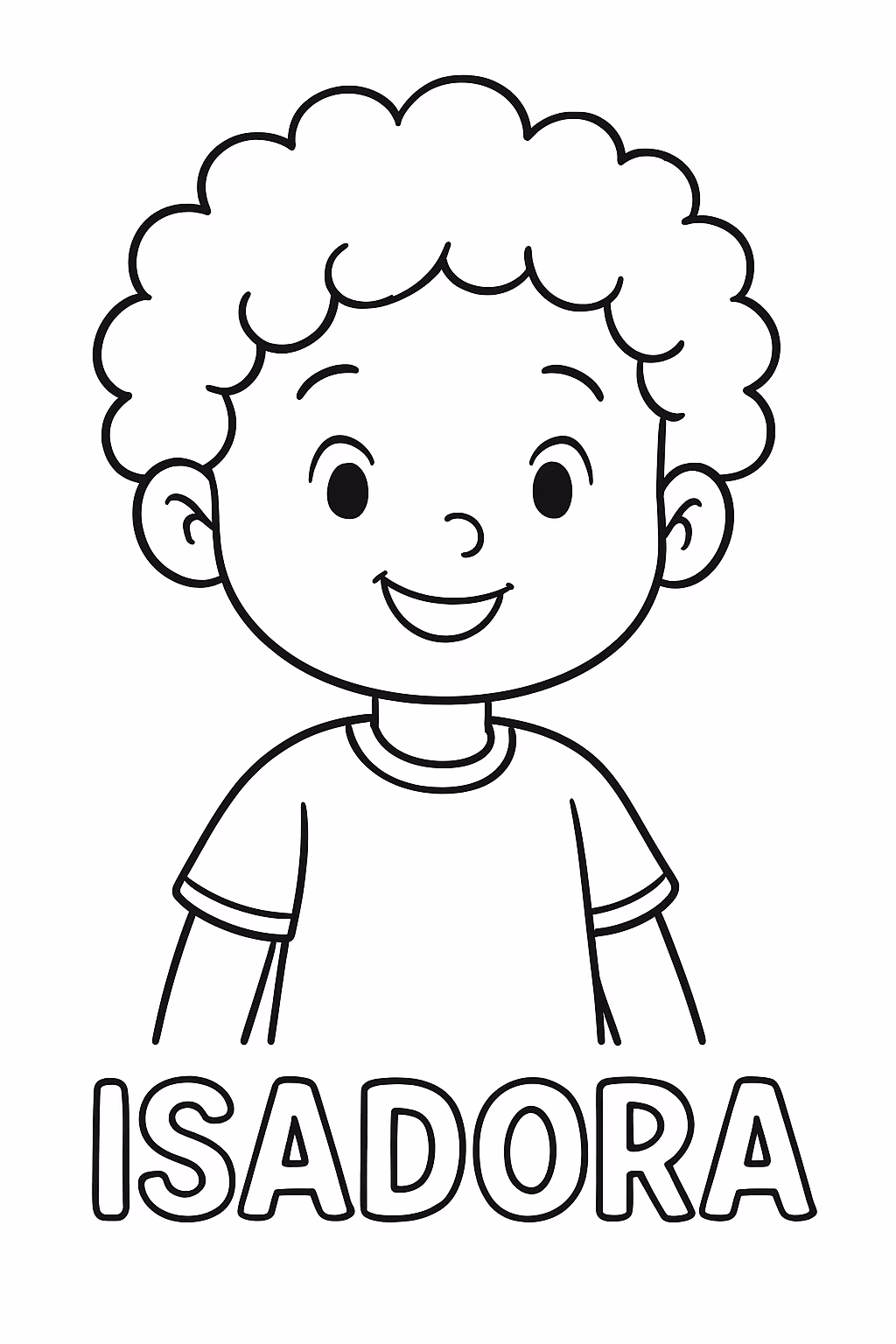 Menino aos cabelo cacheado com nome isadora para colorir — desenho para imprimir