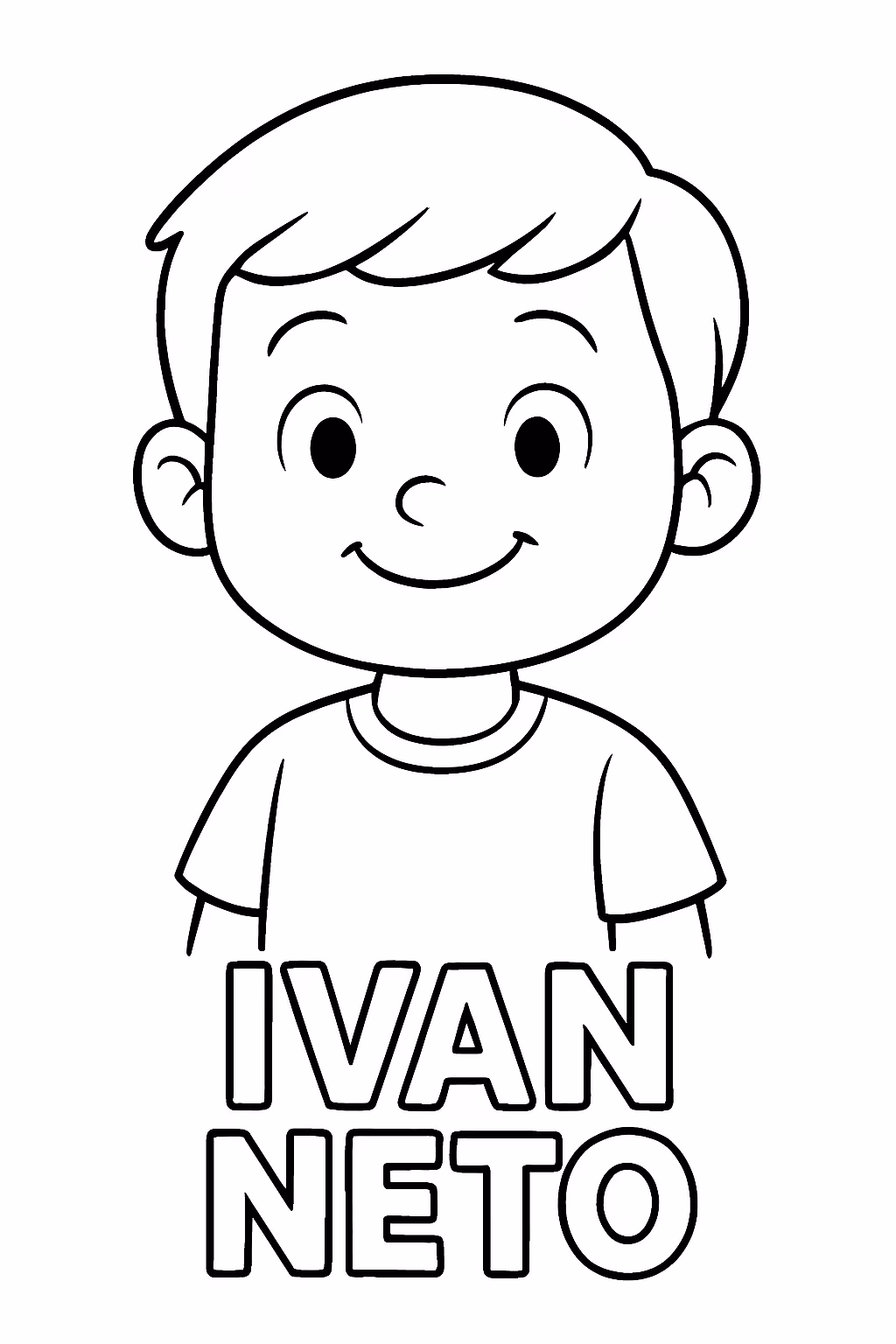 Menino aos cabelo liso com nome ivan neto para colorir — desenho para imprimir