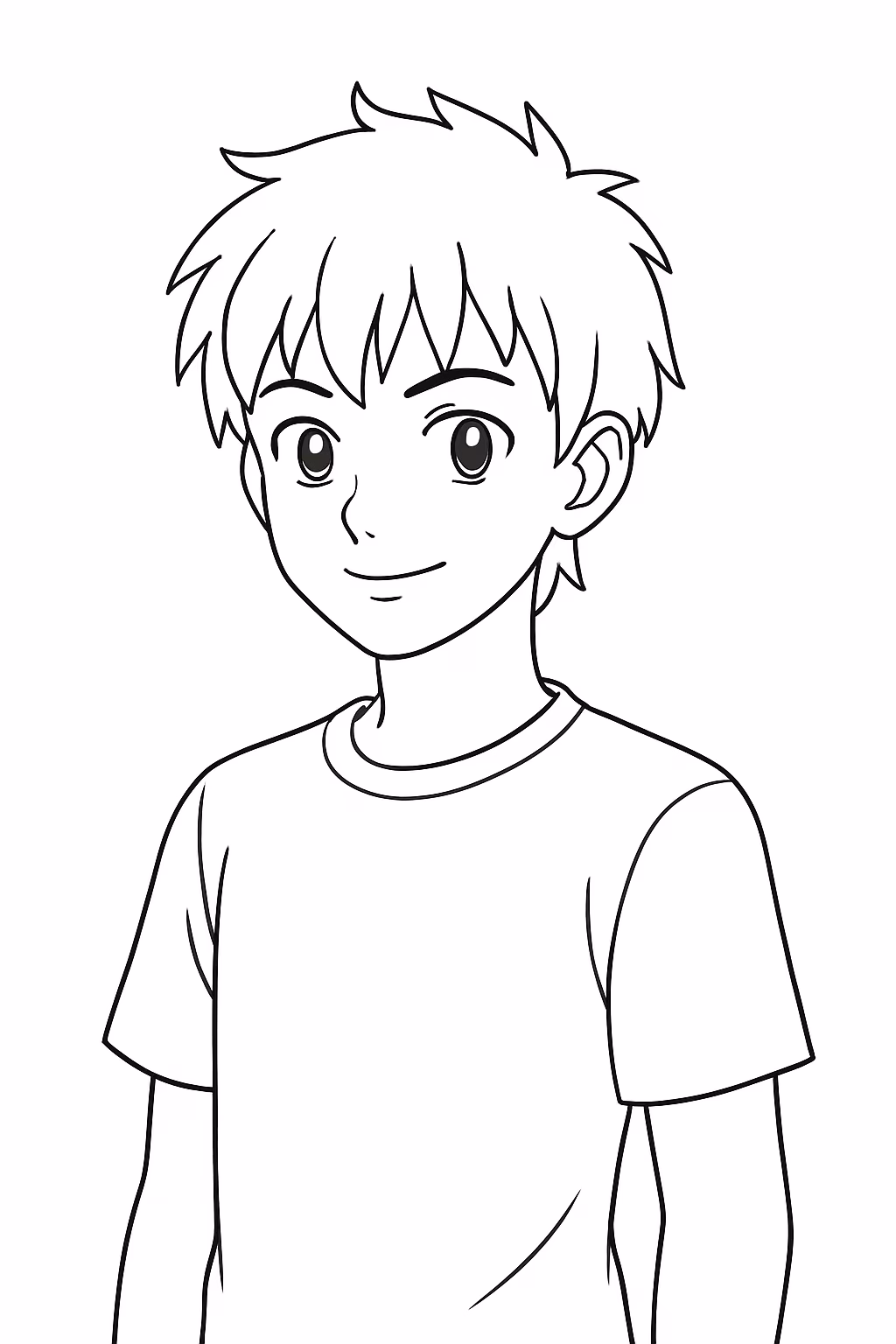 Menino adolecente anime realista para colorir — desenho para imprimir
