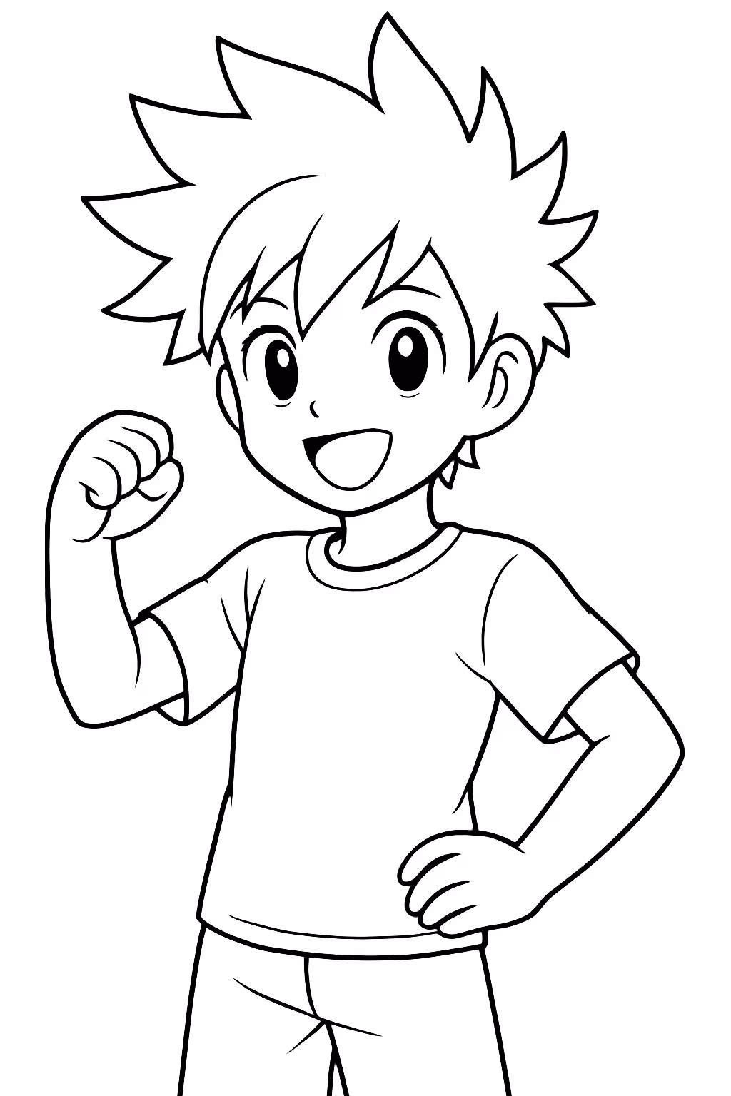Menino anime de cabelo radical para colorir — desenho para imprimir