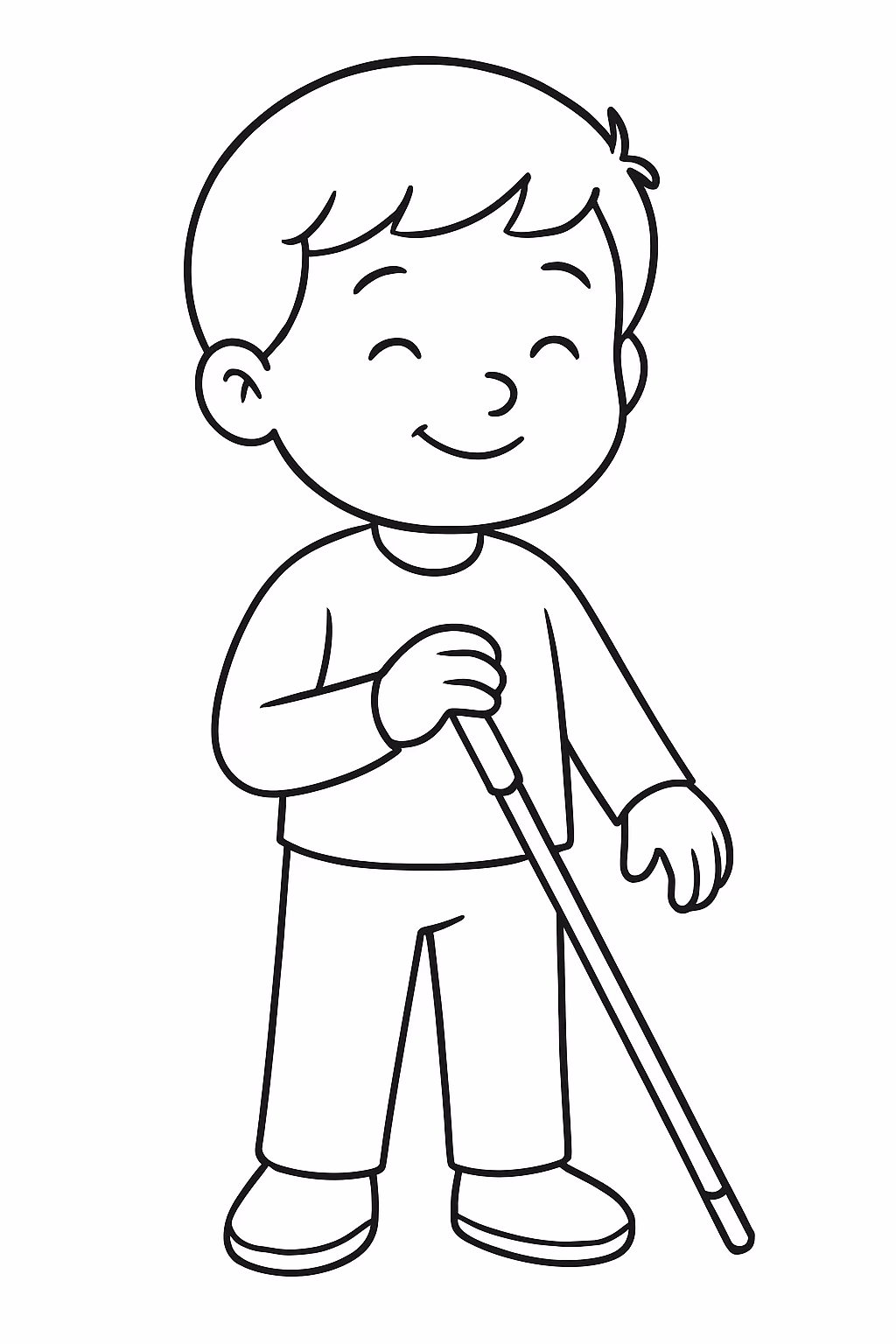 Menino cego para colorir — desenho para imprimir