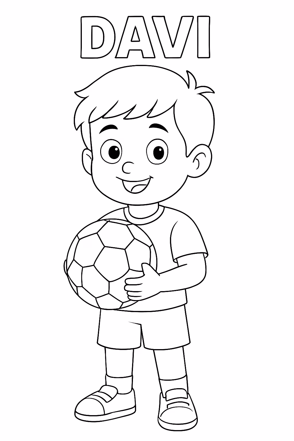 Menino com o nome davi com a bola da copa para colorir — desenho para imprimir
