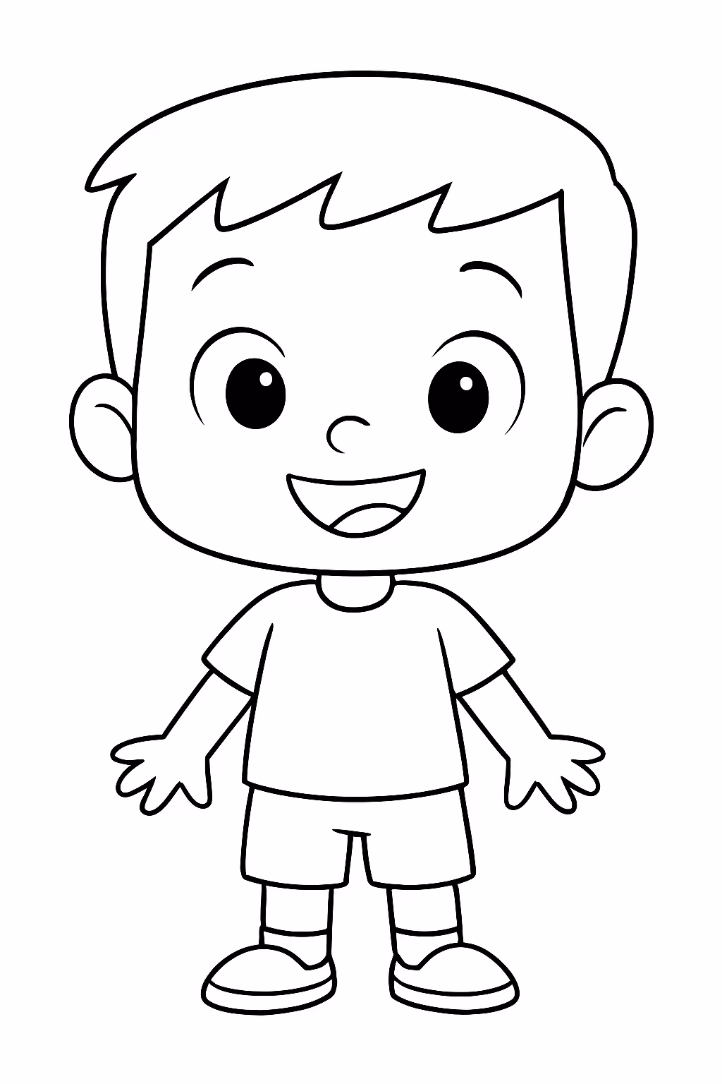 Menino de anos pequeno cabeca quadrada para colorir — desenho para imprimir