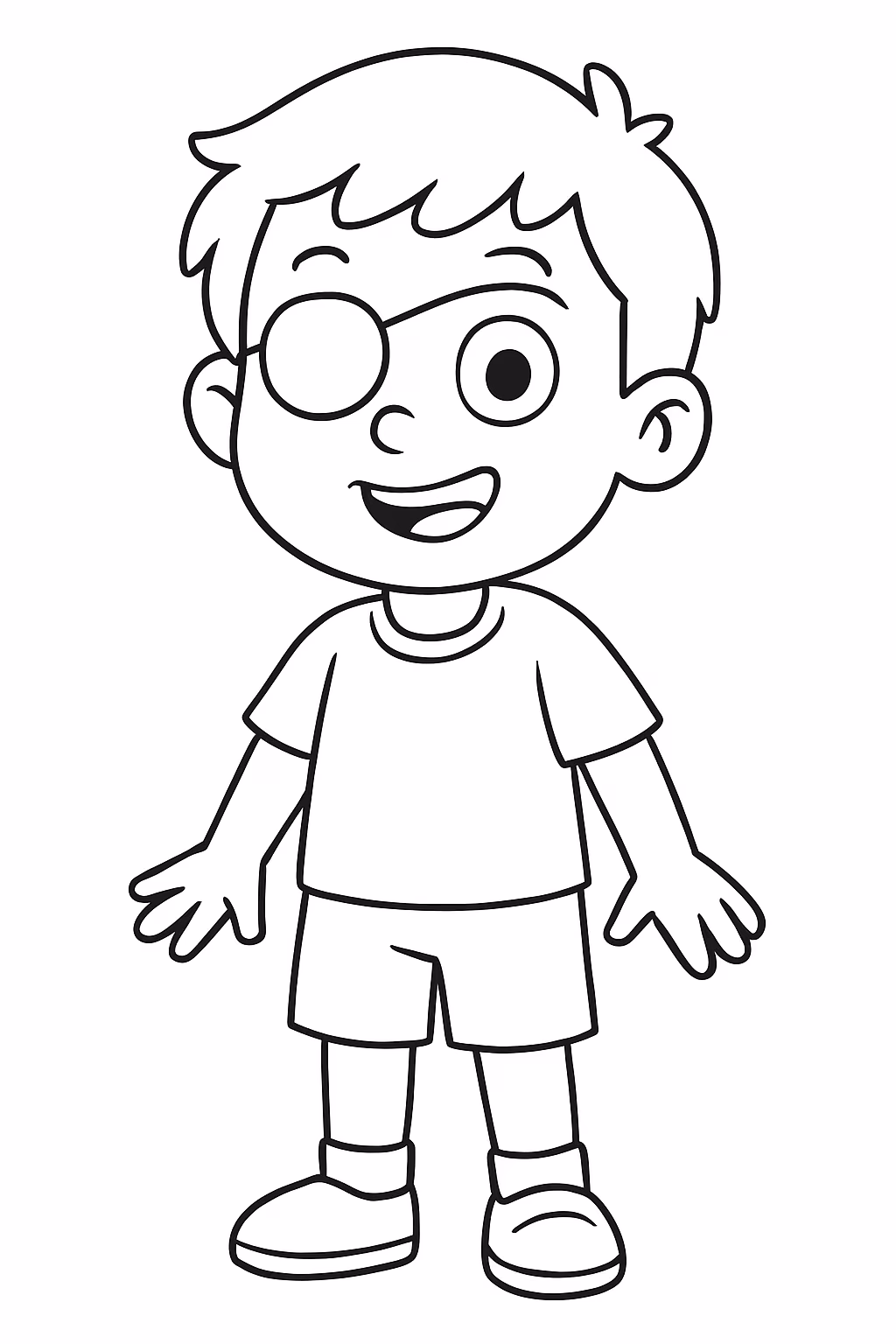 Menino de um olho cego para colorir — desenho para imprimir