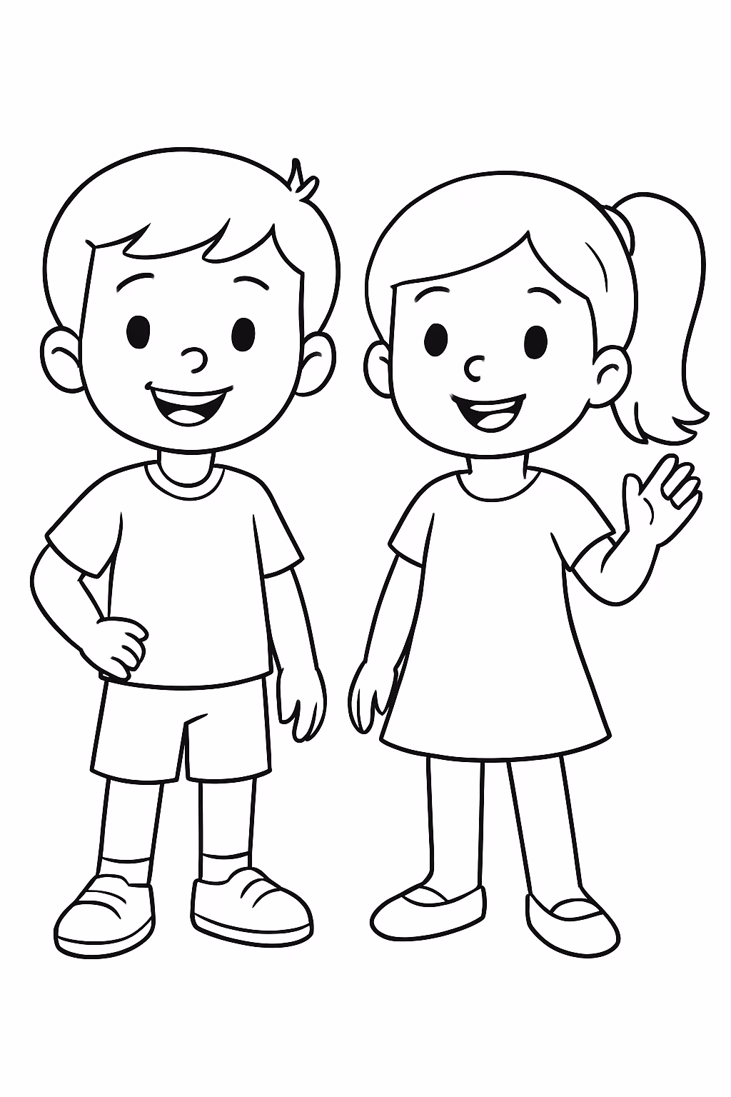 Menino e menina para colorir — desenho para imprimir