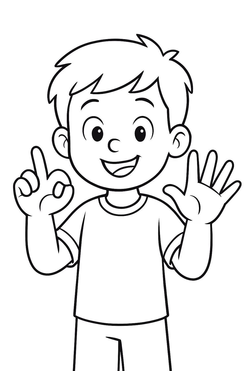 Menino fazendo six seven para colorir — desenho para imprimir