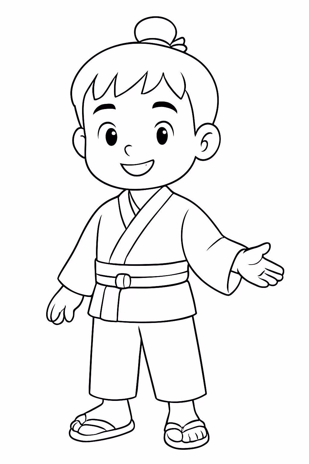Menino japones roupa para colorir — desenho para imprimir