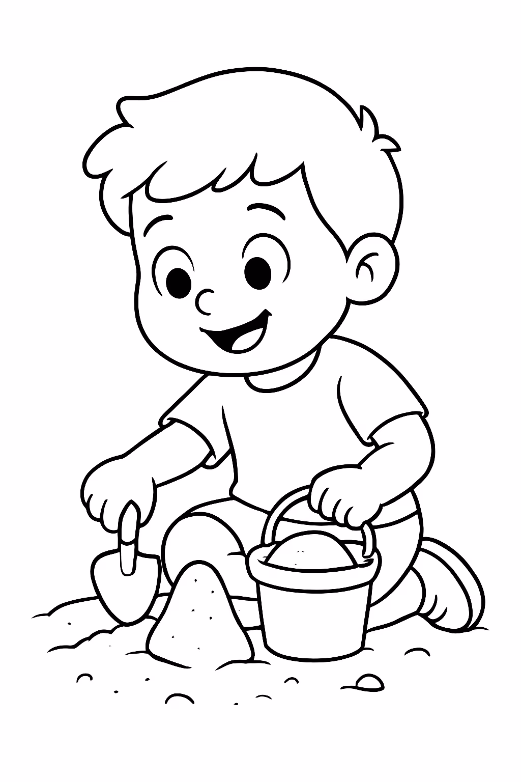 Menino jogando com masinha para colorir — desenho para imprimir