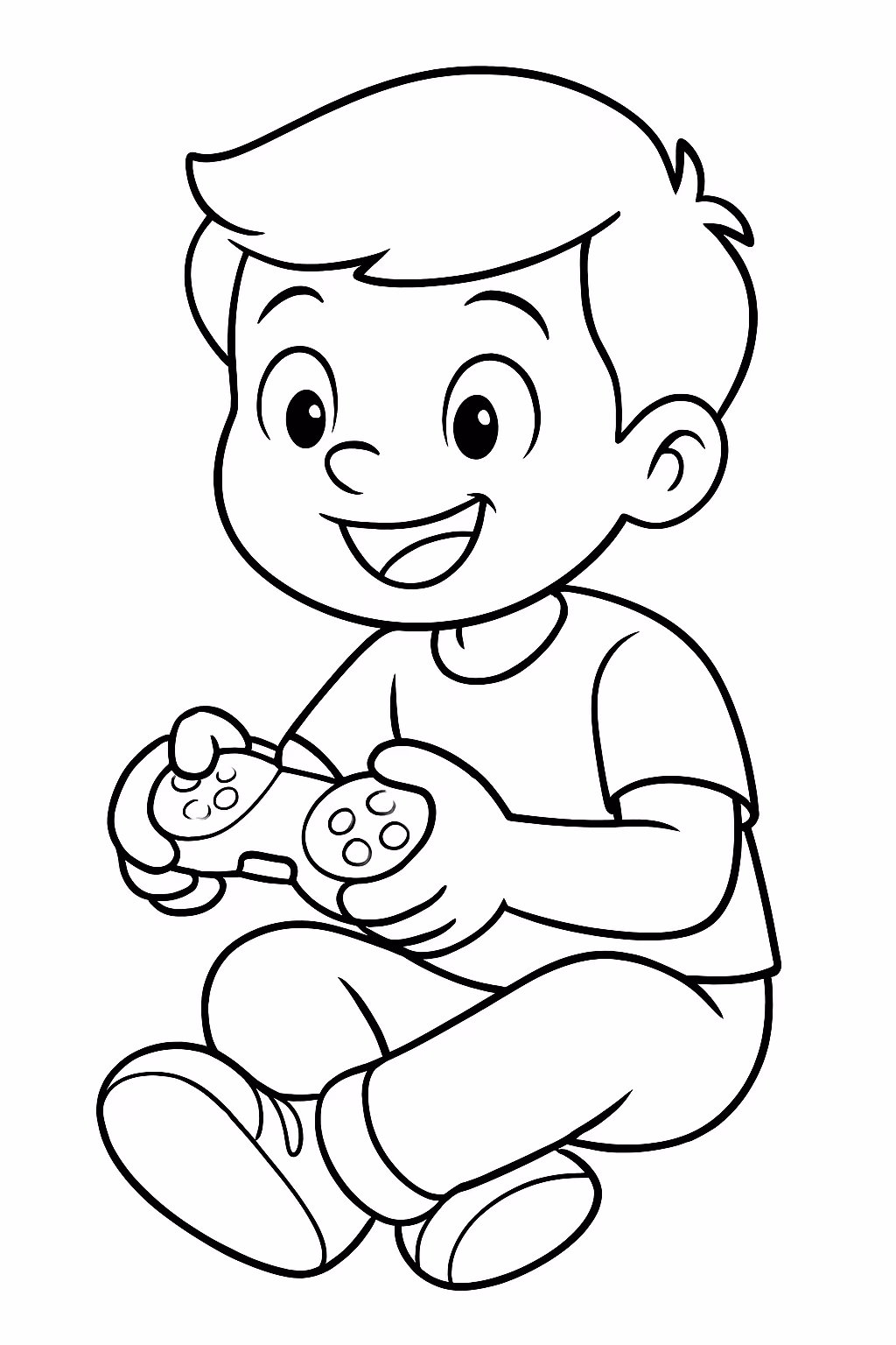 Menino jogando video game para colorir — desenho para imprimir
