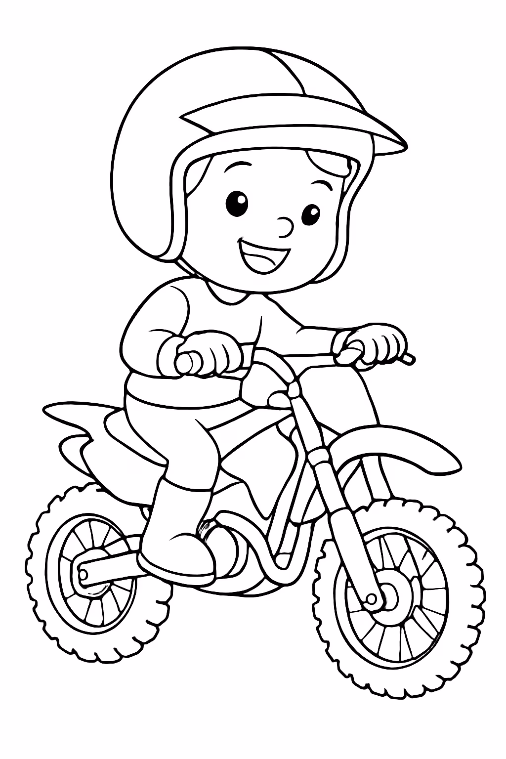 Menino na moto de cross para colorir — desenho para imprimir