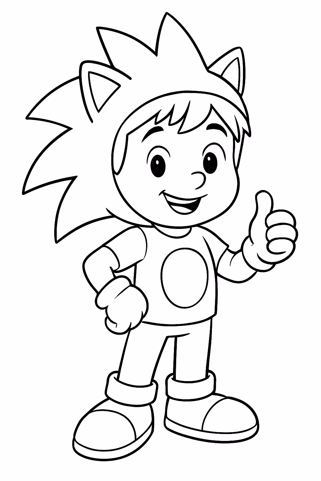 Menino vestido de sonic para colorir — desenho para imprimir