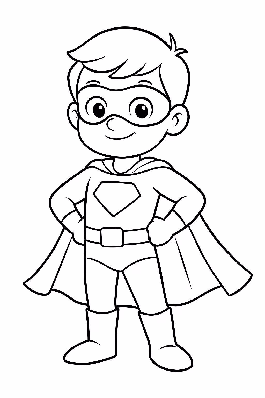Menino vestido super heroi para colorir — desenho para imprimir