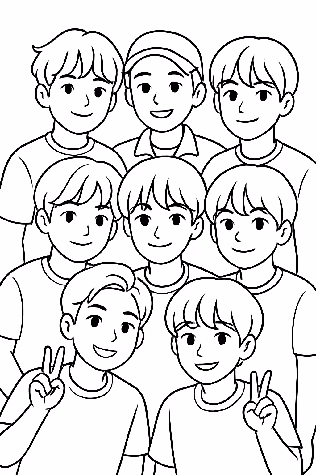 Meninos do bts para colorir — desenho para imprimir