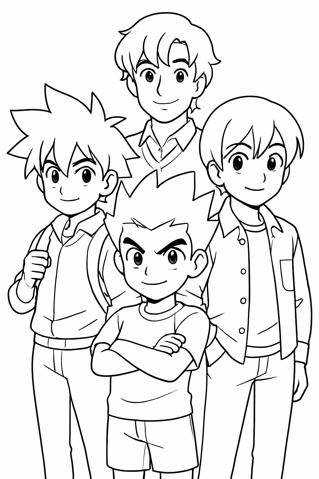 Meninos populares que mandam na escola anime de cabelo para colorir — desenho para imprimir