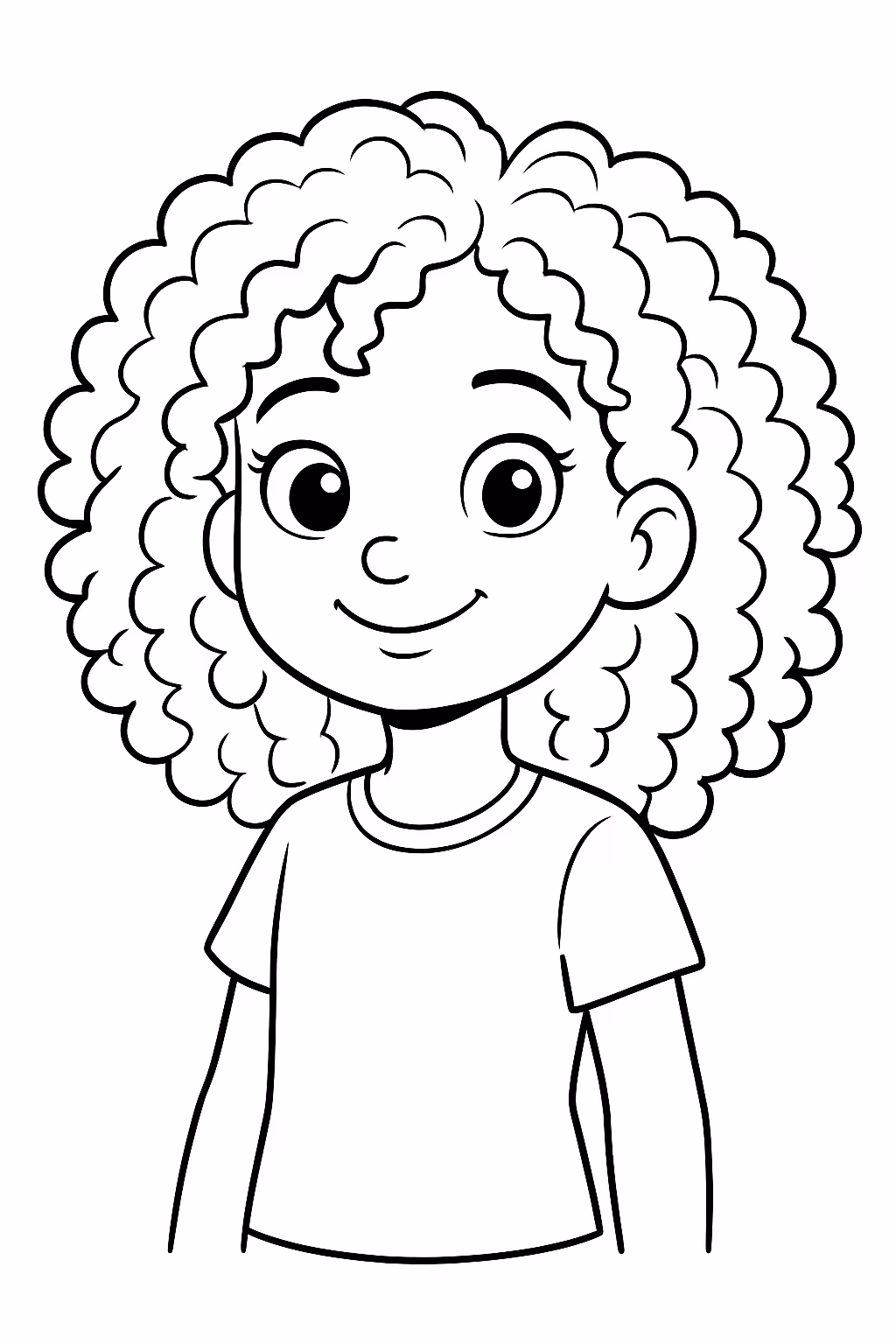 Menyna com cabelo cacheado para colorir — desenho para imprimir