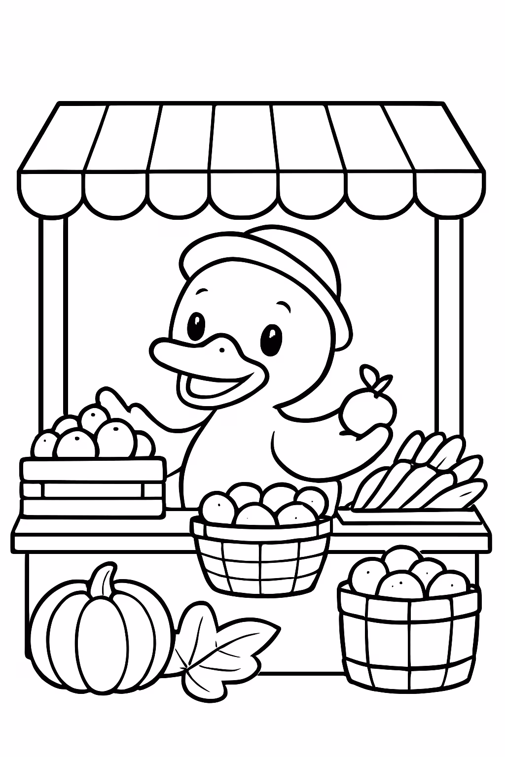 Mercodo de paper duck para colorir — desenho para imprimir