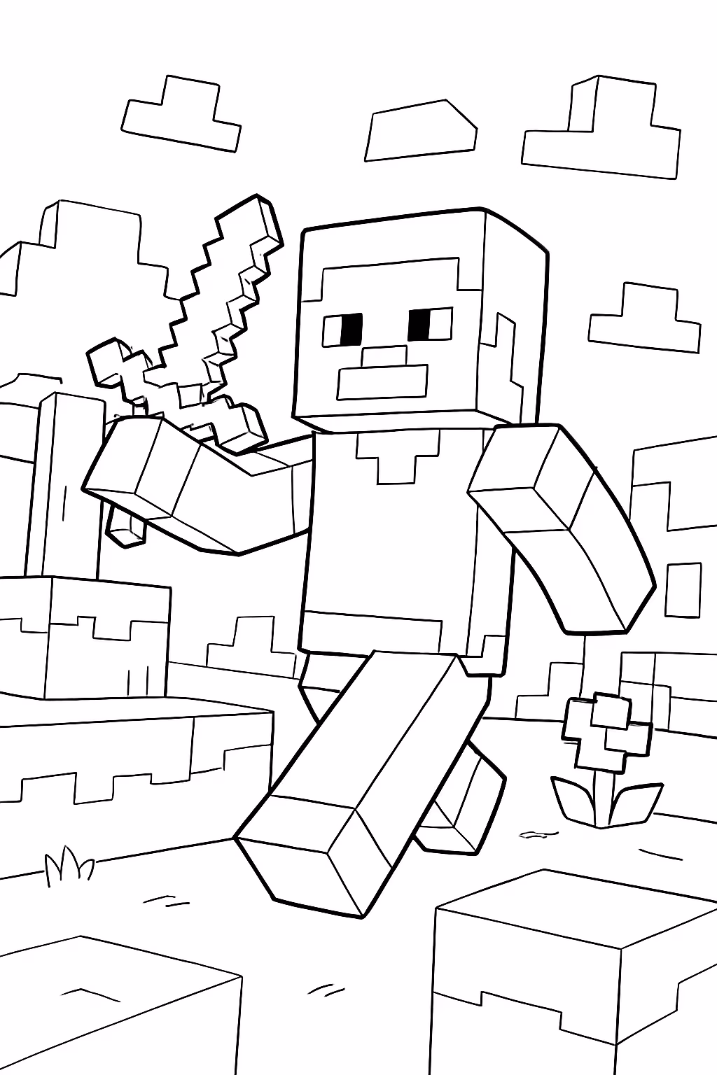 Minecraft para colorir — desenho para imprimir